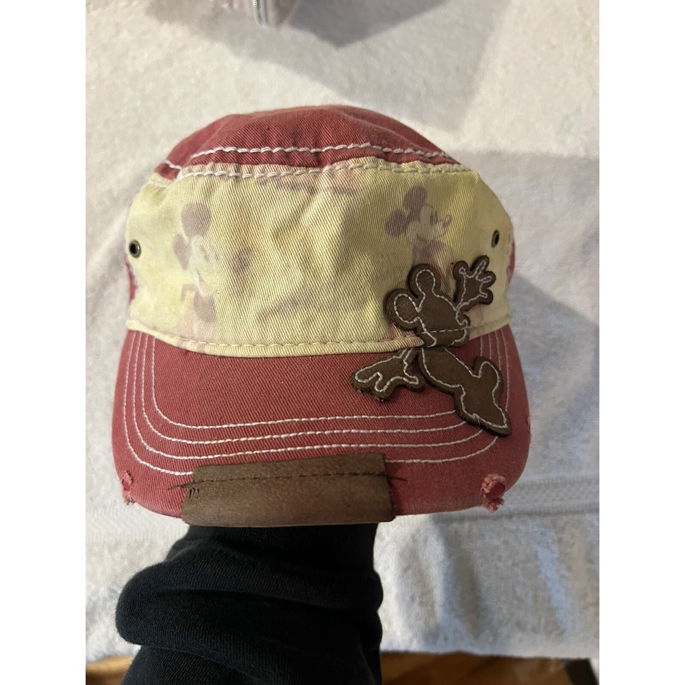 Vintage Disneyland Mickey Mouse Cap‎ Hat Red/tan adjustable. Well loved.